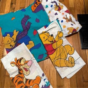 Vintage Disney Winnie The Pooh Blustery Day Double Sheet Set 4 Pieces Total!